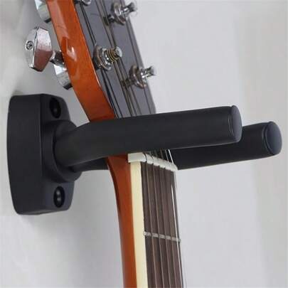 2pcs Black Guitar Wall Mount Hanger, Space-Saving Dual Guitar Holder, Easy Install Wall Organizer For Acoustic & Electric Guitars, Minimalist Design Home Studio & Music Room Accessory, Sturdy Installation