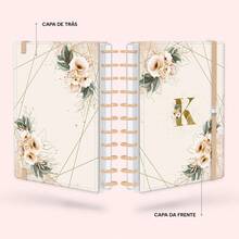 Iscool Smart Disc Notebook, 140 Sheets, Medium + Large + Floral Monogram, Letter K - Nude and Gold - View 3