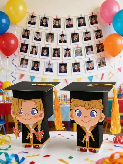 10pieces Graduation Candy Box And Doctor's Hat Shaped Gift Box, With Tassel Doctor's Hat Gift Paper Gift Box, Very Suitable For Graduation Parties Decorations, Birthday Parties, Anniversary Commemorative Ceremony Supplies, And Congratulatory Graduation Gifts