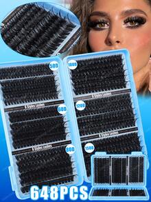 Bộ 720 sợi mi giả tự làm chất lượng cao, độ dày 8-16mm, độ cong 10D-150D, mi tự nhiên D-Curl, siêu dày và mềm mại, dạng sách hướng dẫn sử dụng mi, phù hợp cho sử dụng hàng ngày và người mới bắt đầu, nhiều kiểu dáng để phối hợp tự do, bộ mi giả dạng chùm. - Màu xanh lam - Xem 13