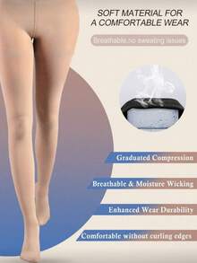 女士20-30mmHg中度压力连裤袜，透气柔软，高腰性感紧身裤，舒适 - 彩色 - 查看 1