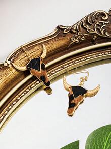 1 Pair Retro Western Cowboy Style Creative Cow Head Design Minimalist Earrings For Women - Multicolor 9 - View 2