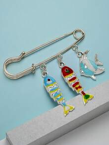 1pc Bohemian Elegant Personalized Ocean Creature Fish Brooch, Versatile For Women To Wear On Hats, Scarves, Shoes, Suitable For Vacation - Multicolor - View 4