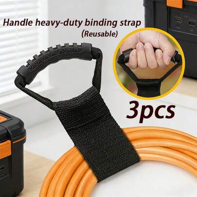 3 piezas de correas reutilizables de alta resistencia, organizador de cuerdas con cinta mágica ancha, herramienta de gestión de tuberías/cables de alta capacidad para el garaje, el jardín y el hogar