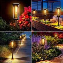 Warm-Colored Solar Lights,Used For Decorating Yards, Gardens, Landscapes, Terraces, Lawns, Paths And Driveways,12-Hour Long-Lasting Lights,Outdoor Solar Path Lights Are Waterproof. - 4件 - 查看 8