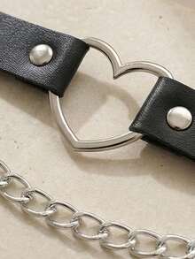 Punk Style Heart Chain Thigh Garter, Adjustable Suspender Garter, Versatile European And American Fashion Accessory - Black - View 8