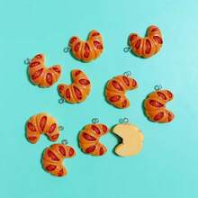 10/20个仿真3D牛角面包手工饰品吊坠耳环项链创意礼物耳环项链手链包包吊坠树脂配件 - 彩色 - 查看 7