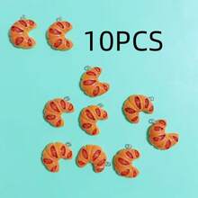 10/20个仿真3D牛角面包手工饰品吊坠耳环项链创意礼物耳环项链手链包包吊坠树脂配件 - 彩色 - 查看 8