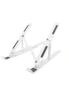 1pc Laptop Stand Foldable Adjustable Cooling Base Desktop Tablet Portable Stand For All Laptop Models Plastic Material 10 Angle Adjustable - White 1pc - View 3