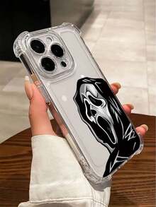 Ốp điện thoại chống sốc hình quỷ/đầu lâu mạ điện Ghost Face 1 cái, chất liệu TPU, tương thích với iPhone 17 Air/17 Pro Max, 16, 11, 15 Pro Max, 14 Pro Max, phiên bản quốc tế, không phải phiên bản nội địa. - Trong sáng - Xem 4