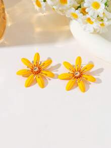 1 Paar modische, exquisite, leuchtende Gänseblümchen-Blüten-Ohrringe, elegant geeignet für Hochzeit, Party, Date, Reise, Geschenk für Freunde, Blumen-Ohrringe - Blumenohrringe - Übersicht 8