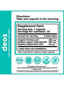 Internal Deodorant Supplement - Full Body Odor Control With Chlorophyll, Parsley & Mint For Gut Health, Detox & Skin Support |   30 Vegan Capsules - 2 - View 7