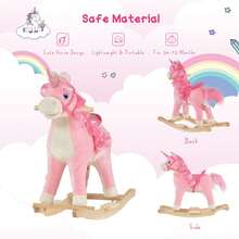Children's Rocking Horse, Riding Unicorn, Wooden Base, Swinging, Suitable For 3-6 Year Old Children, Pink - Pink - View 9