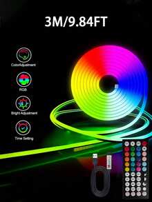 5m/3 Meters/1m Flexible RGB Neon Light Strip, Outdoor LED Strip Lights With 44-Key Remote & App Control, Timing, Music Sync, Suitable For Home Decor, Soft & Flexible To Create Snow Scene, USB Powered, Music Sync, DIY Applicable For Bedroom & Party Decoration, Easy Installation - Multi-color light - View 17