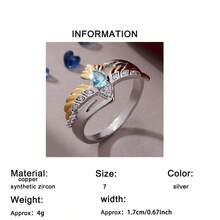1枚时尚休闲简约奢华高端雄鹰设计镶嵌水滴形合成蓝宝石戒指，适合女性、情侣、日常佩戴、派对、生日礼物、珠宝节庆礼物 - 銀色 - 查看 10