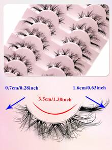 ENCHUW 8 Pairs Lashes With Clear Band Natural Look False Eyelashes Fluffy False Lashes Pack Wispy Eyelashes Curly Makeup Eyelashes For Daily Wear - Black - View 2