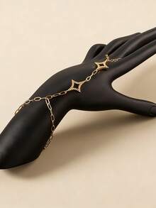 Copper Inlaid Zirconia Minimalist Rhombus Hand Chain, Fashionable Versatile Elegant Hand Bracelet, Niche Design - Double Diamond Bracelet - View 4