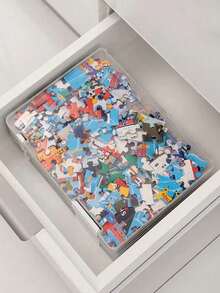 1/2/4pcs Plastic Transparent Puzzle Storage Box - Multifunctional Toy Storage Box For Blocks, Puzzles And Crafts, With Convenient Lid, Large Capacity, Waterproof, Double Buckle Closure, Stackable Storage, Suitable For Files, Magazines, Notebooks, Invoices, Test Papers Etc. - Space Saving, Suitable For Home And Office Use, Office Organization, Fashionable And Durable Plastic Material, Document Storage Box - Clear - View 9