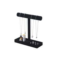 Multi-Use Jewelry Holder Stand Necklace Bracelet Ring Organizer Stand Scrunchie Watches Velvet Jewelry Holder Stand With Tray For Women Home Use Black Color - 黑色 - 查看 1