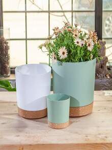 4 chậu nhựa tròn thẳng dùng trồng hoa Anthurium, cây cảnh ban công, cây trầu bà, cây kim tiền kèm khay. - bộ 4 món - Xem 2