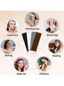 1/5件装弹力健身瑜伽头带，发带，头巾，吸汗巾，女士度假配饰，优雅围巾，方形头巾，柔软头巾 - 彩色 - 查看 6