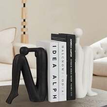 Decorative Bookends For Shelves,Bookends For Heavy Books Resinous Thinker Statue,Book Shelf Decor,Modern Creative Office Company Bookends Ornament Decorations - A - View 9