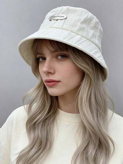 1pc Women's Solid Color Casual Bohemian Retro Palace Style Party Cute Street Polyester Solid Color Windproof UV Protection Decorative New Fashion Ladies Bucket Hat, Spring/Autumn