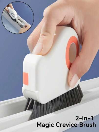 Escova 2 em 1 para Limpeza de Peitoris de Janelas - Escova removível para peitoris de janelas, limpador de cantos de vidro e ferramenta de limpeza de frestas em plástico - Escova de limpeza, lenços umedecidos para limpeza de frestas, escova para frestas doméstica, espanador removível e lavável para frestas, limpeza de cantos de difícil acesso, escova para frestas de janelas, acessórios para cozinha e banheiro, ferramentas de limpeza, presentes decorativos de Halloween e Natal