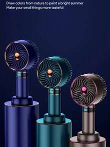 1 pièce Ventilateur portable unisexe, couleur électroplaquée à la mode, avec support, autonomie de 13 heures, ventilateur turbo silencieux, portée de 8 m, 5 vitesses de vent, portable pour l'été, les voyages, la plage, les sports, le bureau, l'école, les fêtes de piscine et l'usage quotidien - Multicolore - Voir 3