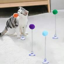 1set/5sets/10sets/15sets (Spring Teaser Cat Toys With Suction Cup Base) - Interactive Cat Toys Including Plush Balls, Metal Spring Rods And Suction Cup Base. Durable Design To Stimulate Hunting Instinct And Play Fun. Vibrant Indoor Cat Toys | Simulated Hunting Toys - Multicolor - View 15