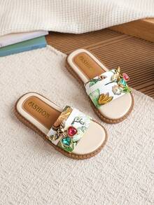 1 Pair Girl's Fashionable, Elegant And Luxurious Summer Sandals - White - View 5