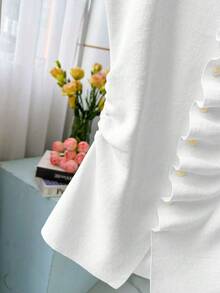 女士休闲修身短袖开衫，简约优雅风格，适合春夏穿着，白色 - 白色 - 查看 7