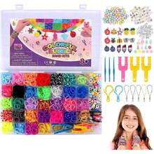 ligas para pulseras, 32 colores kit para hacer pulseras, 2700+ kit de pulseras de ligas, Con letras y decoraciones, Regalos DIY para niños de 7 a 12 años,43453182 - Multicolor - Ver 1