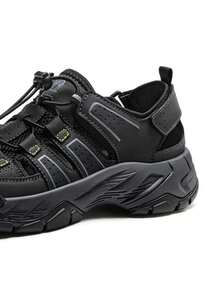 男士户外夏季防撞网面透气涉水鞋，休闲沙滩凉鞋 - 暗夜黑 - 查看 3