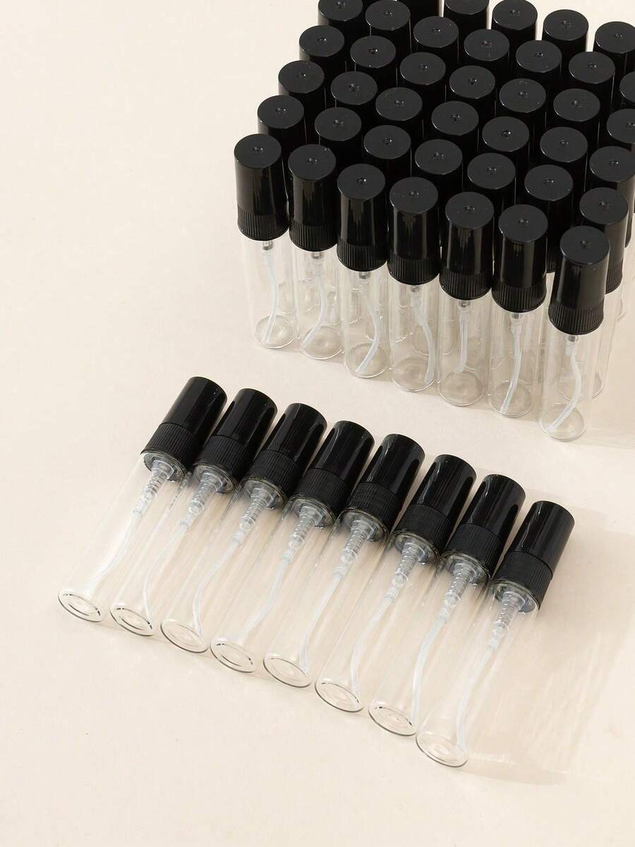 6/50個 10ml/5ml 迷你玻璃黑蓋香水噴霧瓶,附2個漏斗與2個滴管,適合香水分裝,便攜且飛機友善 - 彩色 - 查看 1