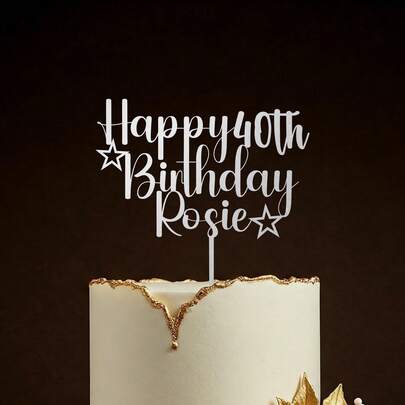 Personalisierte hölzerne Geburtstagstorte Dekorationen, individualisierter "Alles Gute zum Geburtstag" Tortendekoration, personalisierte Party Dekorationen, individualisierte Alters- und Namens Dekoration