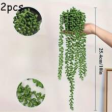 仿真多肉垂吊蕨类植物 - 逼真珍珠垂吊蕨类盆栽绿植，适用于婚礼、花园和家居装饰，可放置于窗台、书架和桌面，是一款高品质的蕨类装饰品。 - 彩色 - 查看 14
