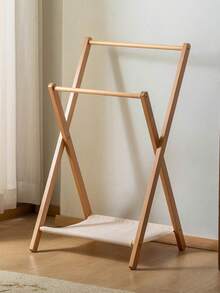 1 pieza Perchero de pie plegable y compacto de bambú para uso doméstico, toallero, perchero multiusos, estantería de almacenamiento, organizador de armario independiente, solución de almacenamiento multifuncional para dormitorio y sala de estar, diseño sin rebabas para proteger la ropa, estantería y estante de almacenamiento de zapatos sencillo - Multicolor - Ver 5