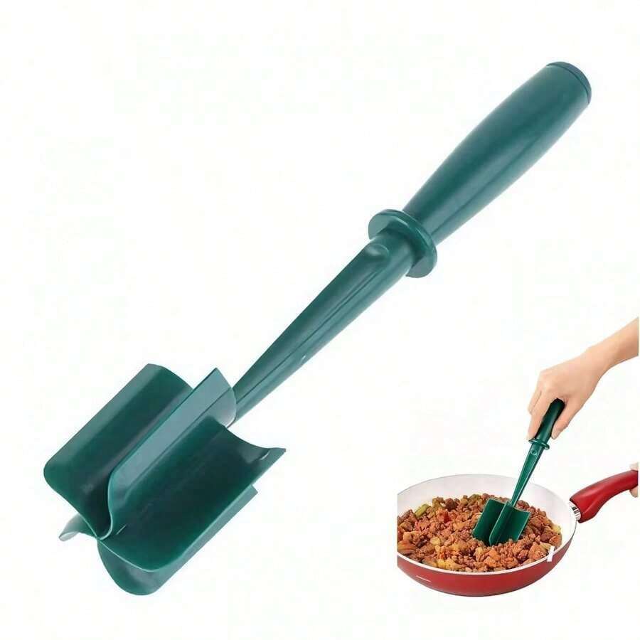 Cuchara mezcladora de plástico 3 en 1 - Herramienta de cocina portátil para mezclar carne molida, batir masa, mezclar ensalada, masa y salsa - Rojo - Ver 1