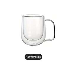 1个双层玻璃咖啡杯，大容量保温浓缩咖啡杯，透明玻璃卡布奇诺杯带把手，拿铁茶杯，咖啡配件（250毫升/8盎司，350毫升/12盎司，450毫升/15盎司），返校季 - 無色 - 查看 10