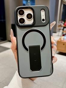 Creative Foldable Invisible Bracket Magnetic Glossy Skin Invisible Bracket Phone Case Compatible With IPhone 17 Pro Max, 16 Pro New Model, 15, Personalized 14, Simple 13/12/11, 17 Air, 15 Plus, Anti-Fall - Black - View 2