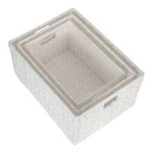 Red Hamper Unlined Woven White Twisted Paper Storage Basket - Transparent Black Model - View 3