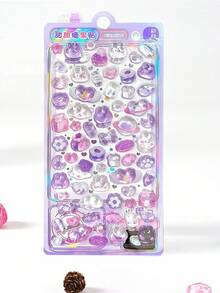 1pc Genuine Chuko 3D Embossed Stickers, Crystal Children's Reward Stickers For DIY Handcraft, Phone, Album, Fridge, Creative Candy Decor Cartoon Animal Stickers - 彩色 - 查看 12