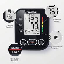 Sinocare 22–42 Cm Cuff Automatic Digital Upper Arm Blood Pressure Monitor Heart Rate - 1pc - View 4