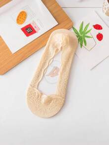 5双女士蕾丝隐形船袜，精致蕾丝边，轻盈透气，硅胶防滑，搭配鞋子和高跟鞋，尽显优雅气质！ - 彩色 - 查看 3