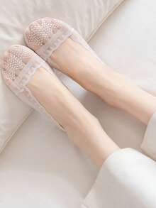 1/5/10 pares de calcetines invisibles con diseño de encaje y antideslizantes para mujeres, de corte bajo elástico y cómodos, adecuados para actuaciones de baile, estilo lindo - Multicolor - Ver 5
