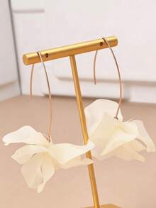 1对时尚度假风亚克力花瓣耳环，女士首饰 - 米色 - 查看 2