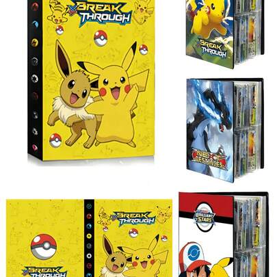 pokemon 卡片收藏册，口袋妖怪宠物收藏册，可容纳120张卡片（不含卡片）