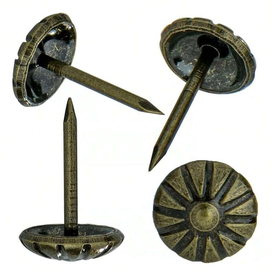 Tacks For Decorative, Furniture Tacks Nails For Upholstery Decorative, 7/16 Inch Upholstery Nails For Furniture DIY Decorative, Daisy Upholstery Tacks Antique Brass,100PCS - AntiqueBrass - View 1
