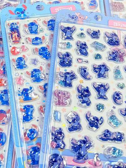 Disney 第二代迪士尼史迪奇贴纸，活页夹，卡通装饰贴纸，儿童手工贴纸，印章，糖果滴贴纸，贴纸书，趣味贴纸艺术，防水，耐用，3D浮雕贴纸，高品质创意贴纸，用途广泛